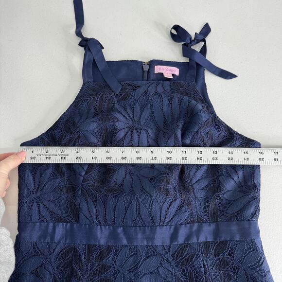 Lilly Pulitzer Kayleigh Shift Dress Womens 6 Navy Fern Gallery Lace Cocktail - Picture 10 of 15